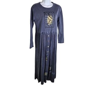 Vtg 90s Focus Lagenlook Atw Artsy Long Hippie Boho Dress